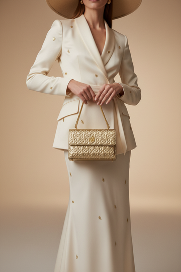 Model wearing Signature Luxe Flap Mini – Gold by Shanaè Monèt